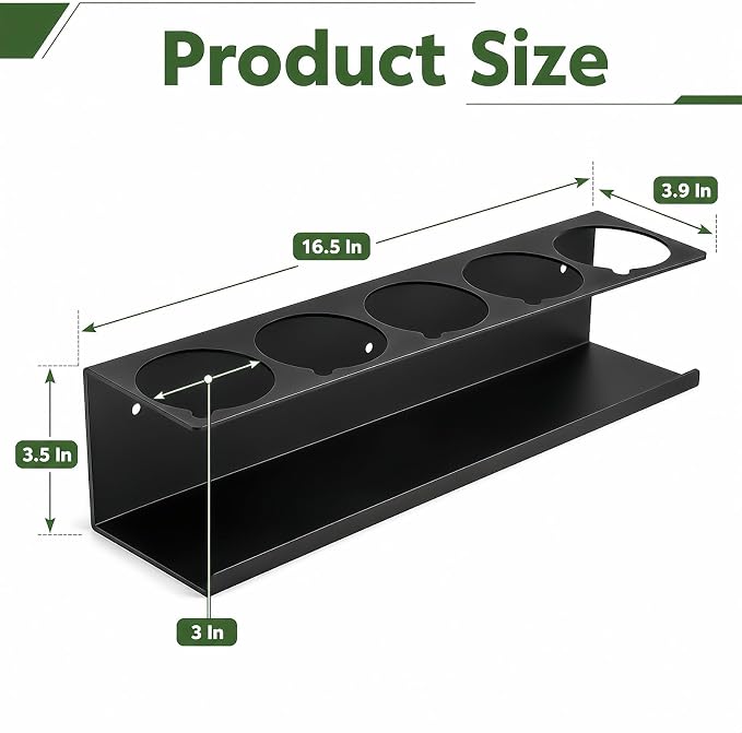 2 Pcs Aerosol Spray Can Holder Rack Organizer for Garage and Shop | Multipurpose Spray Bottle Holder Wall-Mounted, Holds 10 Cans, Steel, Black Powder-Coated, No Assembly Required - Image 2