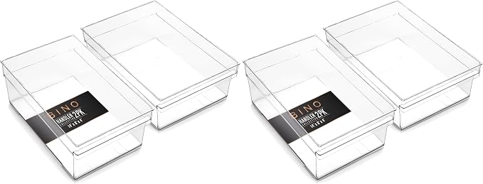 BINO | Plastic Storage Bins, Large | THE HANDLER COLLECTION | Multipurpose Organizer Bins | Kitchen Pantry Organizers and Storage | Clear Containers for Organizing Home | Freezer Organizer (Pack of 2) by BINO