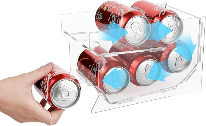 Soda Can Organizer for Mini Fridge, 9'' Acrylic Rolling Can Organizer Dispenser, Auto Beverage Can Holder Rack, Can Storage Organizer, Can Drink Holder for Canned Food Beer 12oz Standard Cans - Image 3