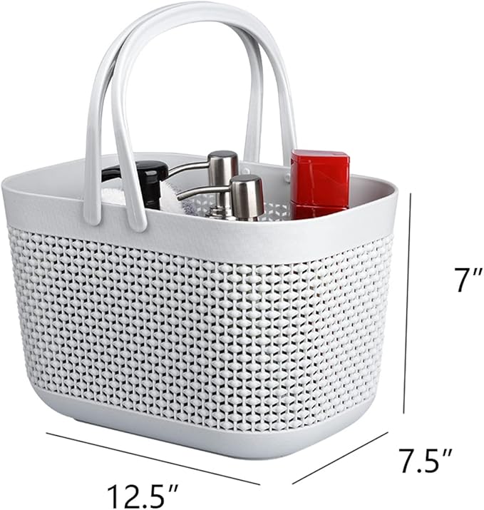 Plastic Portable Shower Caddy Basket, Storage Organizer, Grey, 2 Pack | Bottom Drain Holes, Keep Dry, Sturdy and Durable, Easy to Carry for Bathroom, Kitchen, Dorm Room, RV, College - Image 3