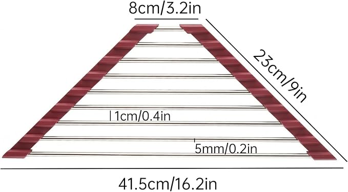 Tomorotec Triangle Roll Up Dish Drying Rack 304 Stainless Steel Wine Red | BPA-Free Food-Grade Silicone Edges Foldable Waterproof Rustproof Heavy-Duty Space Saver Heat Resistant to 550°F - Image 7