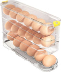 Egg Container for Refrigerator Clear Stackable Egg Holder for Kitchen Storage and Organization (Transparent, 3 Tier) by MEUPMEOP