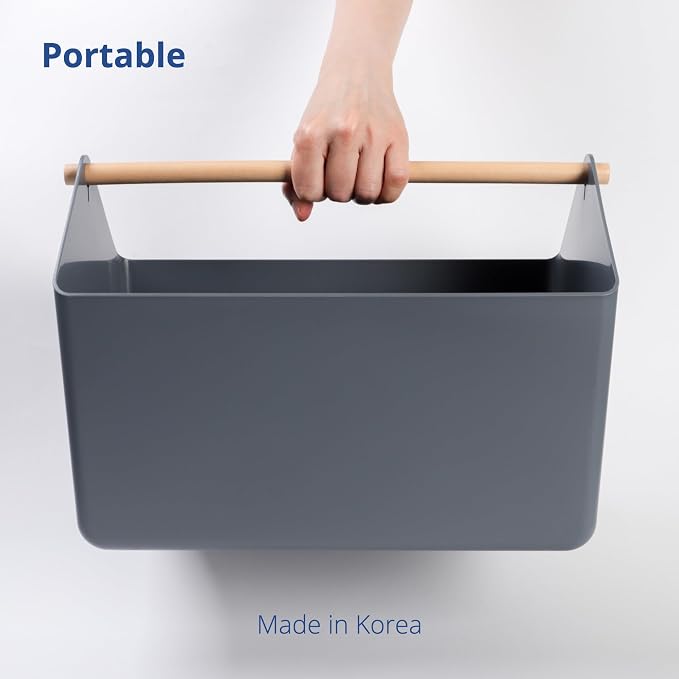 BLUE GINKGO Storage Basket, Large 10.5L, Grey, Made in Korea | Portable. Spacious Storage Bin. Everyday Organization. - Image 5