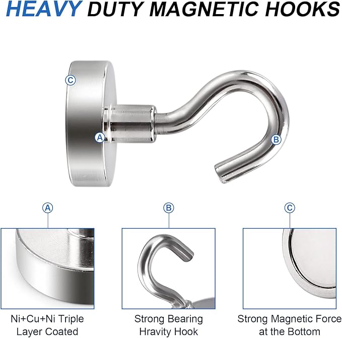 LOVIMAG Magnetic Hooks, Cruise Essentials 2026, 30 Pack-30LBS | Heavy Duty Strong Magnet Hook for Cruise Cabin, Refrigerator Fridge, Ship, Classroom, Kitchen Grills, Silver - Image 6