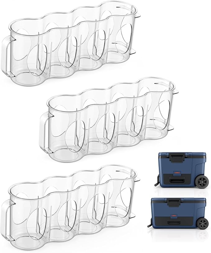 3 Pack Can Organizer Rack Designed for Ninja FrostVault 45QT/65QT Wheeled Cooler, Clear Beverage Can Holder for Cooler Drink Storage, 4 Cans Per Row, Cooler Accessories for Camping Beach Tailgating by FEATCH