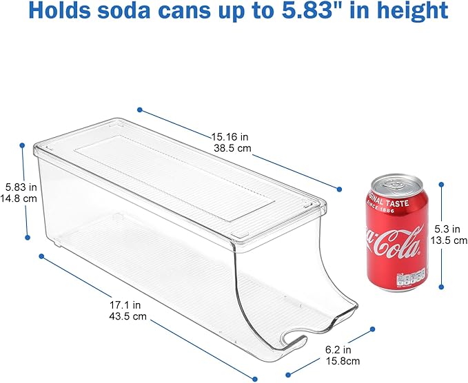 Puricon 2 Pack Soda Can Organizer Dispenser for Refrigerator Fridge | Plastic Canned Food Pop Beverage Container Storage Bin with Lid for Freezer Rack Pantry Cabinet Cupboard Kitchen -Standard - Image 2