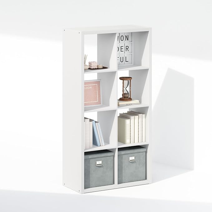 Furinno Simple 8-Cube Storage Organizer, Extra Thick Frame, Plain White | Vertical/Horizontal, Open Back, Display Shelf, Shelving Unit, Storage Shelves, for Organization, Living Room, Home Office - Image 6