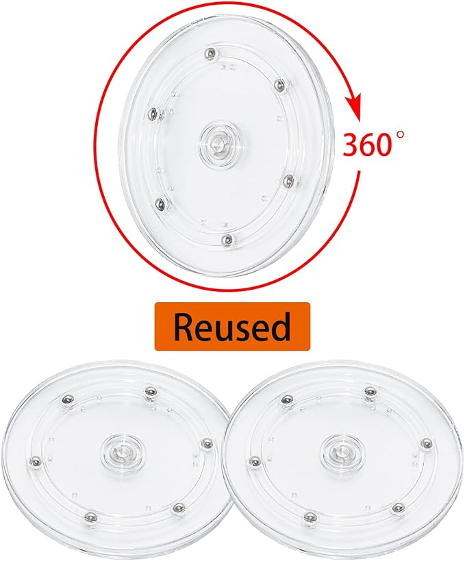 2PCS 6 inch Clear Small Lazy Susan Turntable Mini Lazy Susan Acrylic Ball Bearing Rotating Tray for Spice Rack Table Cake Kitchen Pantry - Image 3