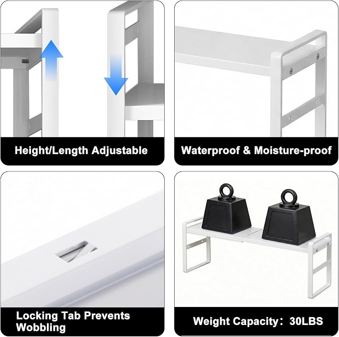 Over Sink Shelves Expandable,Window Sill Shelf for Plants Small Tall Shelves Stackable Kitchen Organizer Shelves for Bathroom Kitchen Narrow Spaces Countertop - Image 5