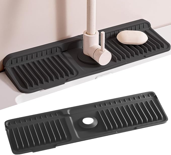 2026 New Silicone Sink Splash Guard, 7°Slope Fast Self-draining | Faucet Mat for Kitchen Sink, 7°Slope Fast Self-draining, Fast Drying Tidy Faucet Mat Splash Guard by SOCORIA