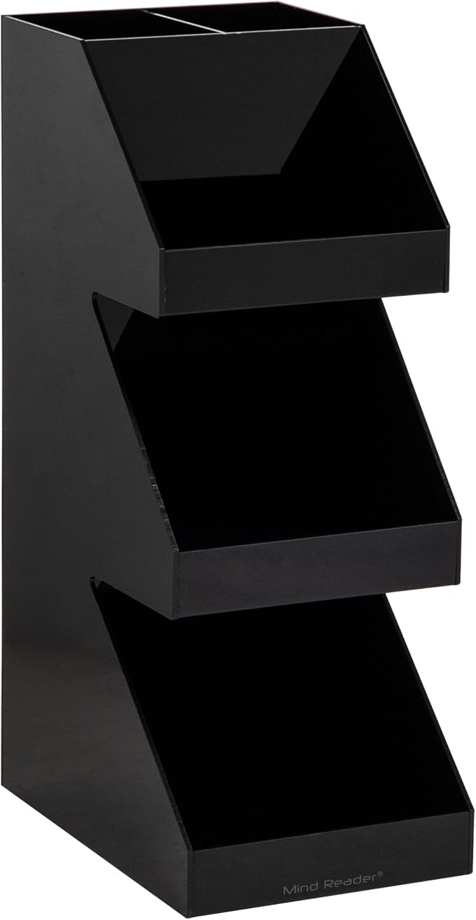 Mind Reader Coffee Tea Utensil and Condiment Station, Countertop Organizer, Coffee Bar, Kitchen, 6" L x 9" W x 16" H, Black (Pack of 6) - Image 7
