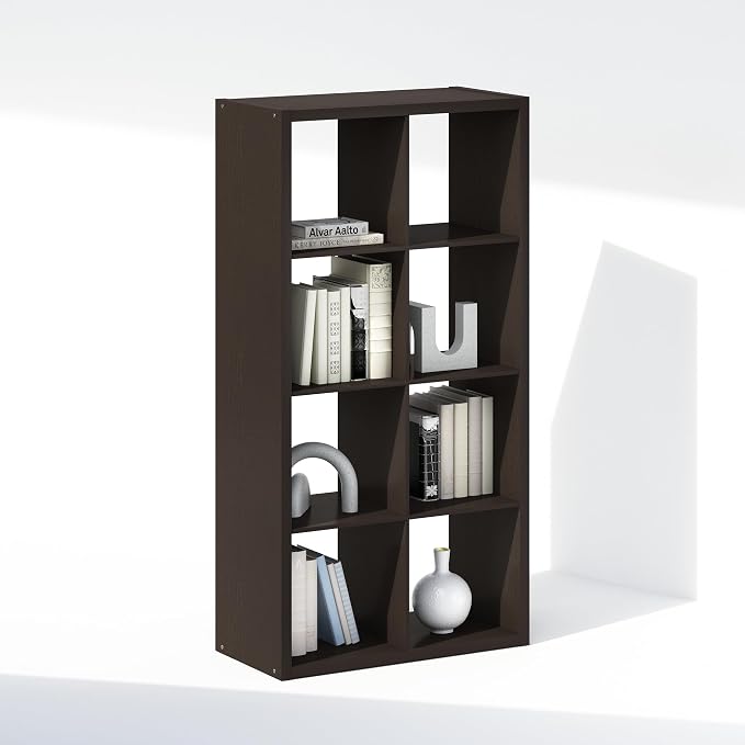 Furinno Simple 8-Cube Storage Organizer, Display Shelf, Dark Oak | Extra Thick Frame, Open Back Shelving Unit, Storage Shelves, for Organization and Storage, Living Room, Home Office - Image 5