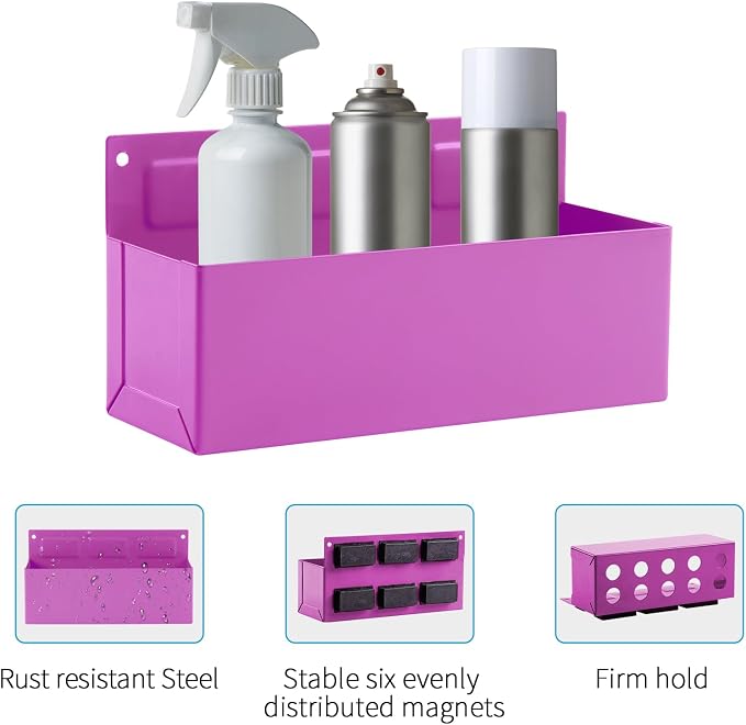 Magnetic Aerosol Spray Can Holder, Magnet Toolbox Bottle Holder, Tool Box Storage Rack for Garage and Home, Craft Workspace, Mechanic Paint Bottle Can Organizer, Pink, 3"x8.3" - Image 3