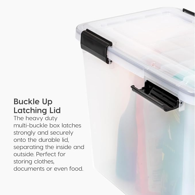 IRIS USA 6-Pack 19 Qt Storage Bins with Gasket Lids, Clear/Black | WeatherPro seal protects shoes, crafts, documents and supplies from dust and moisture - Image 4