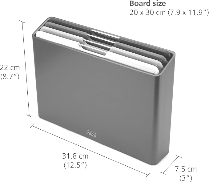 Joseph Joseph Folio 4-Piece Colour coded Cutting Board Set, Slimline case for organized Kitchen storage, Graphite - Image 2