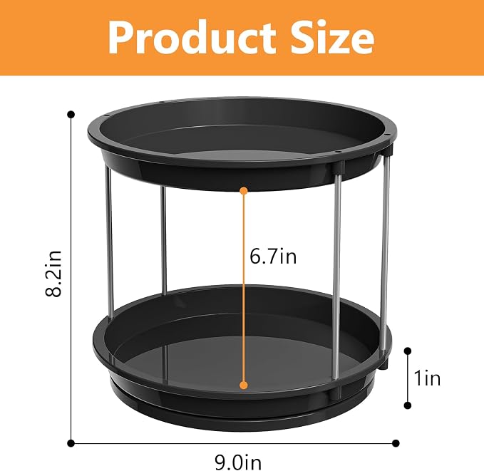 360 Rotating Makeup Organizer for Vanity, 2 Tier Cologne Organizer for Men, Skincare & Perfume Holder for Bathroom Counter, Dresser, Shelf, Cabinet, Black - Image 3