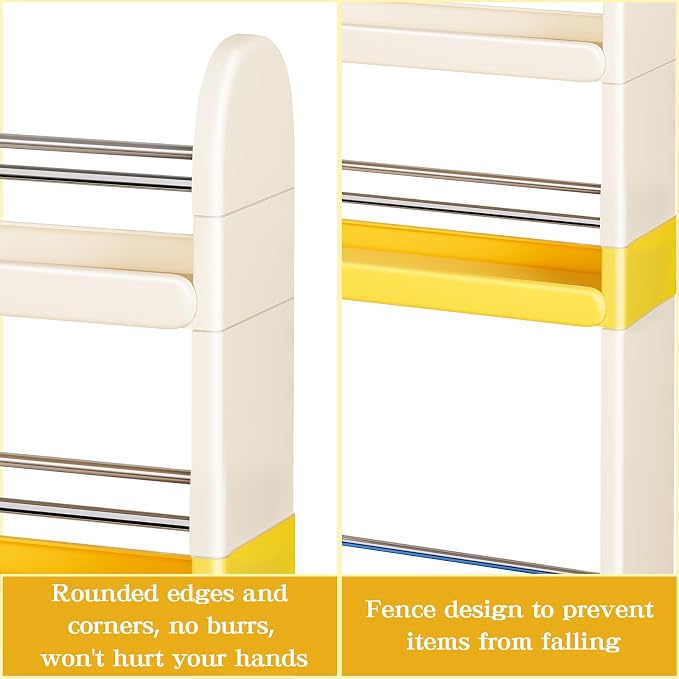 MiaLi 3 Tier Slim Storage Cart with Wheels, 1 PCS Colours Utility Slim Cart with Plastic, Adjustable Size for Laundry Kitchen Bathroom Narrow Places, Easy to Clean, Space Saving (Colours) - Image 9