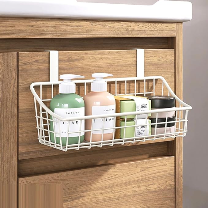 LeleCAT Over Cabinet Door Basket with hook Grid Storage Basket, Kitchen Storage Organizer,Over Cabinet Door Organizer,Hanging it behind a door or on a railing, Small, BLack,2 Pack - Image 5