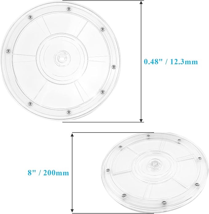 Jersvims 8 Inch Acrylic Turntable Platter, Transparent | Round Rotating Plate, For Kitchen Pantry Cabinet Organizer, Desk Rack Spice Organizer, Cake Cookie Decorating - Image 4