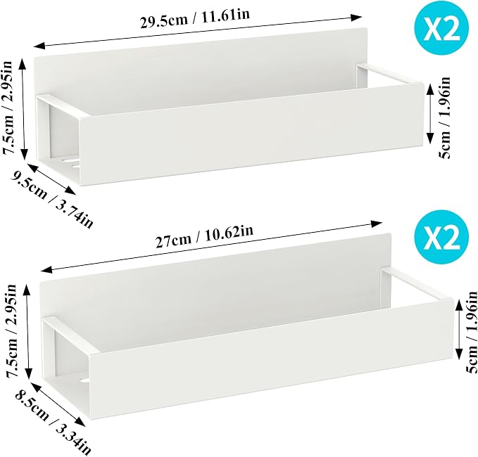 Metal Magnetic Spice Rack for Refrigerator Cream White, 4 Pack | Magnetic Shelves Heavy Duty for Fridge in Kitchen, Seasoning Storage Organizer, For Oven Washer and Dryer, For Heavier Items - Image 7