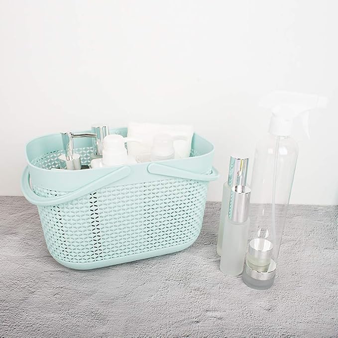 Plastic Portable Shower Caddy Basket, Storage Organizer with Handle, Blue | Bottom Drain Holes, Keep Dry, Sturdy and Durable, Easy to Carry for Bathroom, Kitchen, Dorm Room, RV, College - Image 7