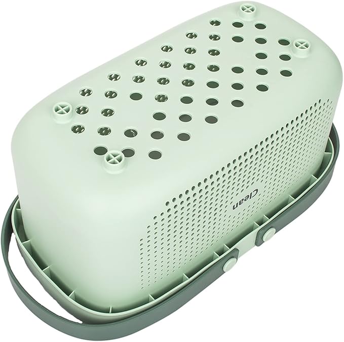 JiatuA Plastic Storage Basket with Handle Portable Shower Caddy Tote Organizer Basket Bin for Bathroom Kitchen Dorm Room Bedroom, Green | Sturdy Drainage Large Capacity Organizer Basket with Silicone Handles for Bathroom Kitchen Bedroom College Dorm Es... - Image 3