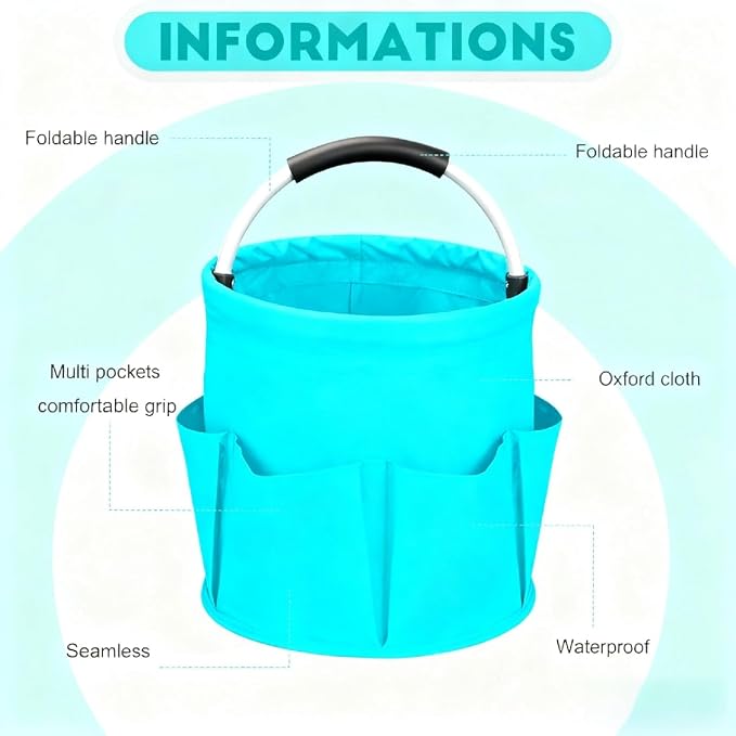 Cleaning Caddy for Cleaning Supplies,17L Cleaning Supply Caddy with Handle Foldable Cleaning Supplies Organizer Bucket Cleaning Products Organizers for Home, Garden (Lake Blue) - Image 4