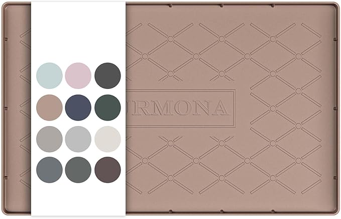 URMONA 19" x 12" Waterproof Silicone Mat in Multiple Sizes & Colors, Under Sink Mat for Kitchen & Bathroom, Pet Food Pad for Dogs & Cats, Kitchen Cabinet Liner, Multi-Purpose for Storage(Khaki) by URMONA