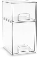 Sorbus Acrylic Storage Containers - 2 Pack, Stackable Storage Bins Set for Bathroom Organization - Clear Acrylic Drawer Organizers - Makeup Case Pull-Out Drawers (7.6’’ and 4.4’’ Tall) by Sorbus