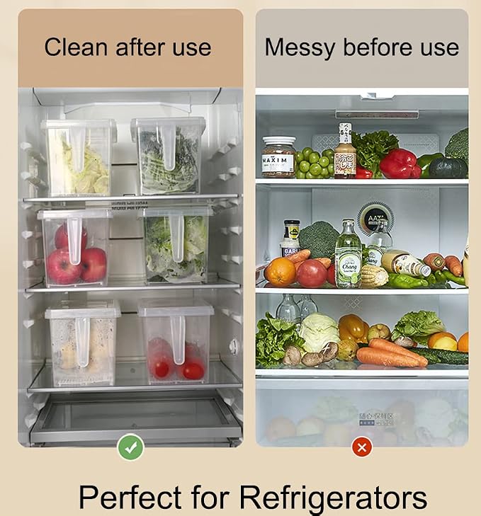 Sooyee Produce Saver Containers for Refrigerator with Drain Tray, 5L x 4 Stackable Fruit Storage Containers for Fridge,Vegetable Storage Keep Fresh for Lettuce,Salad,Berry, Salad,Meat and Fish - Image 6