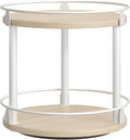Lazy Susan Organizer, Rotating Spice Rack, 2 Tier Spice Turntable Organizer, Industrial Turntable Spice Holder, for Kitchen Countertop, Compact and Versatile, White and Light Oak SR22WG by Yatiney