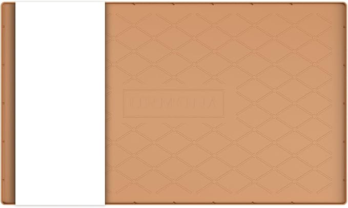 URMONA Under Sink Mat for Kitchen Waterproof, 37" x 22" Silicone Under Sink Mat for Shelf Liner Organizer, Cabinet Sink Protector Under Sink Liner for Bottom Kitchen, Bathroom(Khaki) by URMONA