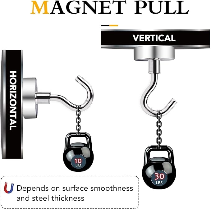Magnetic Hooks for Cruise Cabins, 30LBS+, 25 Pack, Silver | Cruise Essentials 2026, Heavy Duty Magnets Hooks for Refrigerator, Storage, Grill, Hanging and Kitchen - Image 3