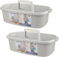 Large Cleaning Supplies Caddy Portable Shower Caddy Basket Light Gray 2Pk | Sturdy Supply Organizer with Handle Plastic Bucket Tool Storage for Bathroom Bedroom Kitchen Garden College Dorm Essentials by JiatuA