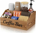Coffee Station Organizer for Countertop – Wooden Coffee Bar Organizer with Adjustable Dividers,Holds K Cup Pod & syrup bottles, for Kitchen, Office, or Bar and Tea Station, Brown by Unknown