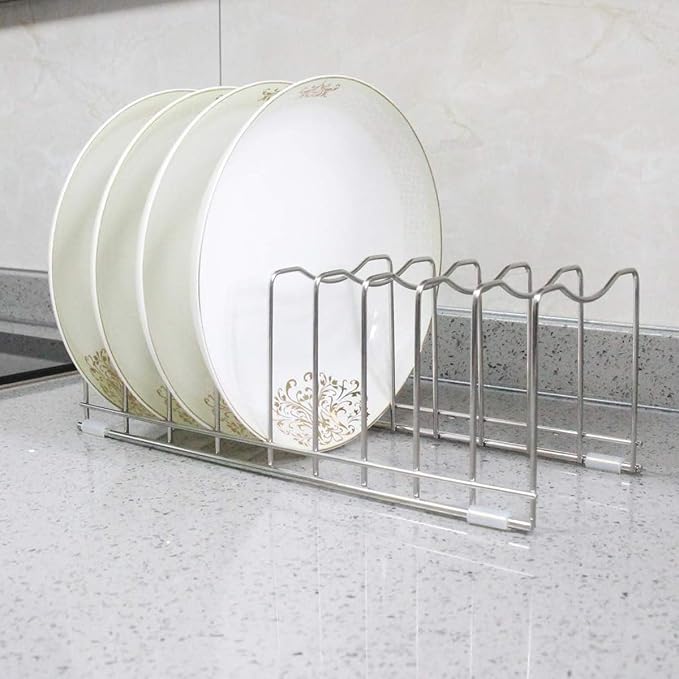 FLSEPAMB Lid Organizer Pot Lid Organizer 10-Tier Pot Lid Rack Holder Suitable for Bakeware Dish Plate, Cutting Boards, Pots & Pans, Serving Trays, Reusable Containers in Cabinet Pantry (1 Pack) - Image 8