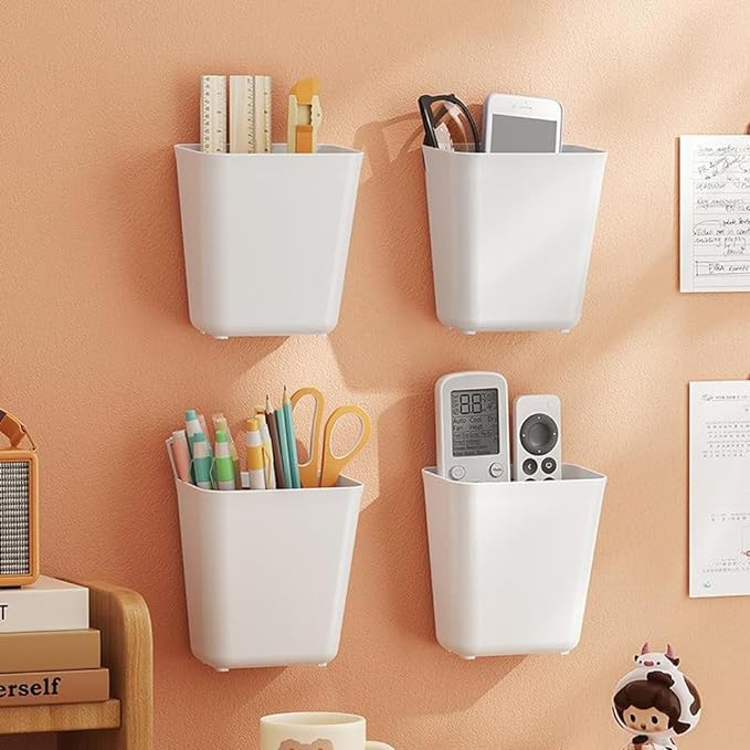 4 Piece Kitchen Cabinet Door Storage Box,Self Adhesive Wall Mounted Storage Box,Wardrobe/Bathroom/Refrigerator Small Items Organizer (Pack of 2) - Image 4