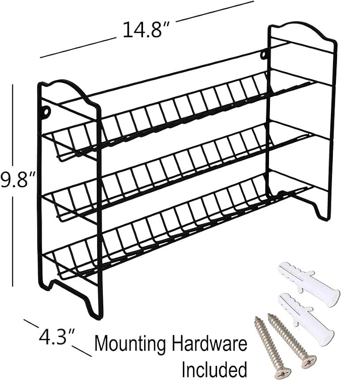 SWOMMOLY 3 Tier Spice Rack Organizer with 24 Empty Round Spice Jars, 396 Spice Labels, Funnel and Chalk Marker Complete Set, Black | Chalk Marker, Funnel Set for Cabinet, Countertop, Pantry, Cupboard or Door & Wall Mount - 24 Jars, 14.8" W × 9.8" H, Black - Image 5