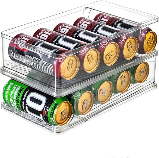 Xicennego 2-Tier Large Stackable Soda Can Organizer for Refrigerator - For Tall Cans of 500ml/17oz - Fridge Can Organizer Dispenser, Beverage Can Holder for Refrigerator, Pantry, Cupboard by Xicennego