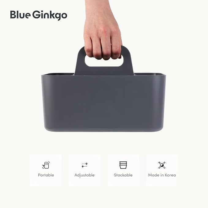 BLUE GINKGO Stackable Organizer Caddy, Rectangle, Dark Grey, Made in Korea | Portable. Adjustable. Home, Office & School Storage. - Image 5