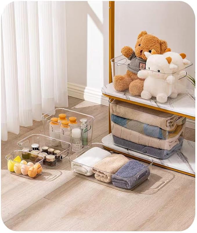 Ytteve Clear Plastic Storage Bins, Pantry Organizers and Storage Containers Fridge Organizer Bins for Organizing Home Kitchen Under Sink Bathroom Refrigerator Freezer Laundry Room (Clear, 2 M) - Image 7