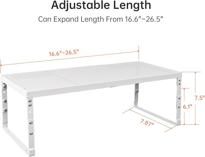Cabinet Shelf,Expandable Adjustable Stackable Kitchen Organizer,for cabinets, Kitchens, countertops, bathrooms Shelf Organizer(3Packs/White,Medium) - Image 3