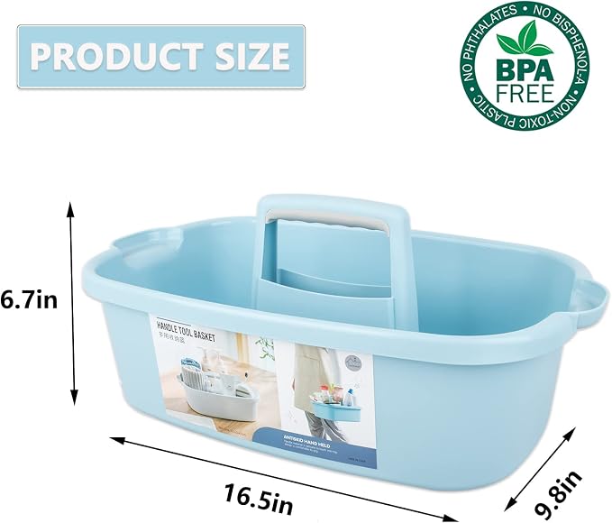 Large Cleaning Supplies Caddy Portable Shower Caddy Basket Blue 2 Pack | Sturdy Supply Organizer with Handle Plastic Bucket Tool Storage for Bathroom Bedroom Kitchen Garden College Dorm Essentials - Image 5