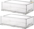 Stackable storage drawers, clear pull-out organizer with handles and non-slip pads for kitchen, refrigerator,office desktop, pantry and shelves, perfect for organization and storage (2 Pack, Large) by Unknown