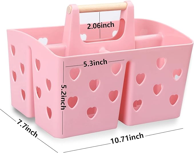 Portable Shower Caddy Plastic Shower Basket Organizer with Handle, Pink | Divided Bathroom Caddy Storage Cleanning Caddy Tote for College, Dorm Room, Kitchen - Image 6