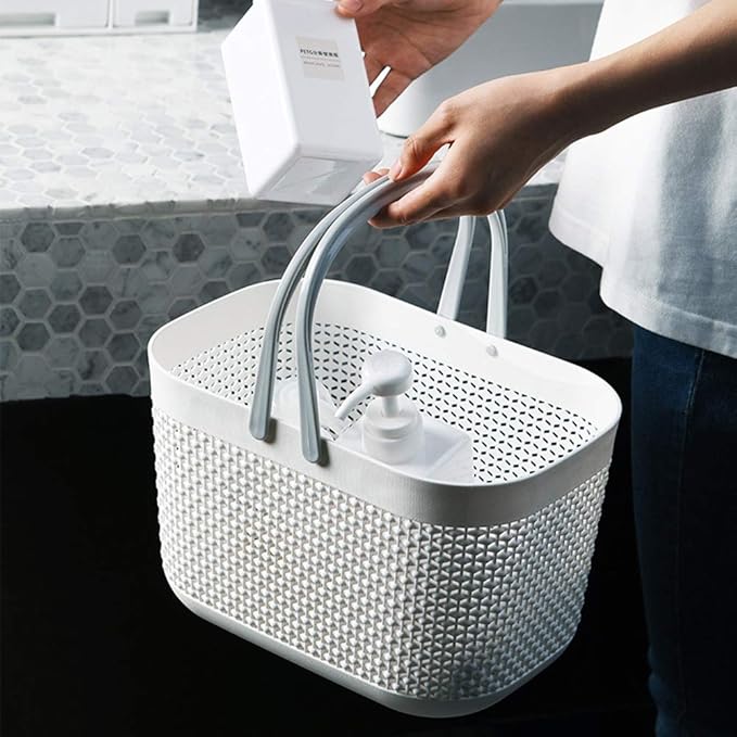 Plastic Portable Shower Caddy Basket, Storage Organizer, White, 3Pack | Bottom Drain Holes, Keep Dry, Sturdy and Durable, Easy to Carry for Bathroom, Kitchen, Dorm Room, RV, College - Image 6