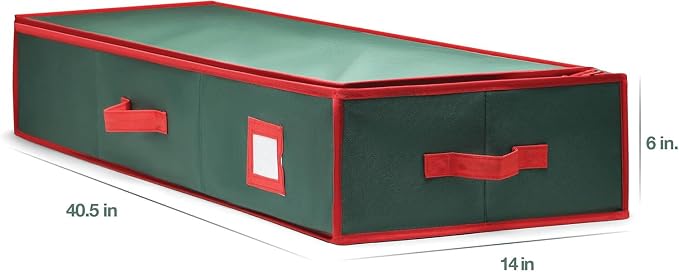 Premium Wrapping Paper Organizer Storage | Gift Wrap Holder With Extra Pockets for Christmas Decorations, Reinforced Handles, Heavy Duty, Ultra-Durable, Tear-Proof Fabric - Fits Up to 27 Rolls (Green) - Image 4
