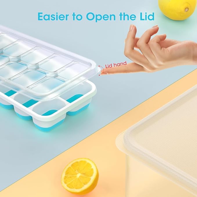 DOQAUS Ice Cube Tray with Lid and Bin,4 Pack Ice Cube Trays for Freezer | Silicone, Stackable. Easy Release Trays with Storage Bin & Scoop. Ideal for Freezer, Kitchen, RV, Cocktail, Coffee. - Image 7