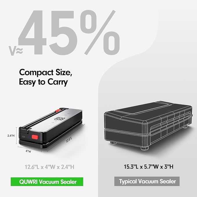Portable Vacuum Sealer for Food Storage: 75kPa Suction Vacuum Sealer Machine - 4000mAh Rechargeable Battery for Home Kitchens Apartments RVs & Travel - Dry & Moist Food Modes, Built-in Cutter - Image 4