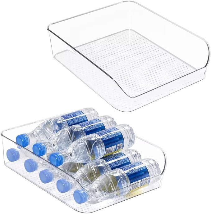 2 Pack Water Bottle Organizer Refrigerator Organizer Bins and Clear Storage Bins for Fridge, Freezer, Cabinet, Cupboard, Pantry Shelf, BPA-Free by Ettori